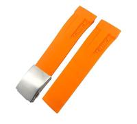 EKSIL Natural Rubber Watchband Fit for Tissot T048.417/T048.427 T-RACE T048 Soft Sports Silicone Watch Strap Folding Buckle(Orange silver,21mm)