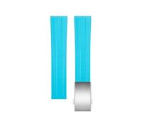 EKSIL Quick Release Fluorine Rubber Watch Strap Band Men And Women FKM Rubber Watch Band 18MM 19MM 20MM 21MM 22MM Custom Design Your Own LOGO On Buckle(Light Blue Silver Buckle,18mm)