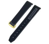 EKSIL Rubber Silicone Soft Watchband 19mm 21mm 20mm Fit for Omega Speedmaster 326 Watch Strap Seamaster 300 Black Sport Bracelet Tools(Black golden,21mm)