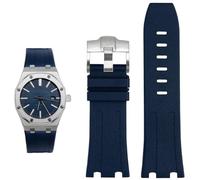 EKSIL Rubber silicone strap for AP Abby 15703 Royal Oak Offshore series watch chain accessories 28mm watch Band(Blue silver)