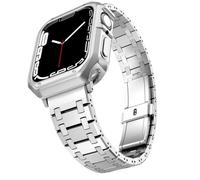 EKSIL Stainless Steel Strap For Apple Watch Ultra band 49mm 38/40/41mm 42/44/45mm S10 42MM 46MM Bracelet For s 10 9 8 7 Se 6 5 4 Se Watchbands(Silver and case,S10 46MM)