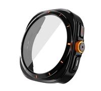EKSIL Upgrade To Ultra Case for Samsung Galaxy Watch 7 6 40mm 44mm Change To Galaxy Watch Ultra 47mm Tempered Glass Screen Protector(Original Black,Watch 6 44mm)
