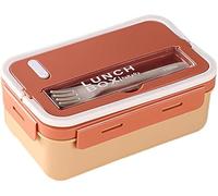 EKsma 1100ml Bento Box Adult Lunch Box with 2 Compartments Containers with Tableware Storage Minimalist Bento Box for Work On-The-Go Picnic(Pink)