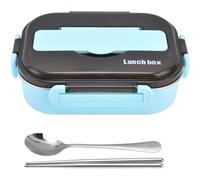 EKsma Insulated Lunch Boxes with a Separate Soup Bowl,Stainless Steel Bento Box with Lid,Leakproof Lunchbox Set for Work Travel Camping(Blue)