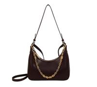 EKsma Leather Retro Crescent Shoulder Purse for Women Chain Shoulder Purse Handbag Travel Bag with Zipper Closure(Brown)