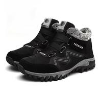 EKsma Men Winter Snow Boots Water Resistant Warm Fur Lined Anti Slip Work Ankle Shoes Casual Lightweight Hiking Outdoor Trekking Boot(Black,9.5)