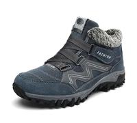 EKsma Men Winter Snow Boots Water Resistant Warm Fur Lined Anti Slip Work Ankle Shoes Casual Lightweight Hiking Outdoor Trekking Boot(Blue,8)