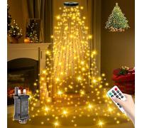 EKSZDGU Christmas Tree Lights, 2m*8 Strands 280 LEDs Fairy Lights, Outdoor Christmas Lights with Remote Control, 8 Modes IP44 Waterproof Light for 5ft-8ft Xmas Tree, Warm White