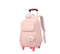 EKUIZAI Solid Girls Rolling Backpack for Kids Roller Bookbag with Wheels for Middle School Students Girls Trolley Backpack, B-2-wheel Pink, 32(L) x 21(W) x 47cm (H) / 12.5(L) x 8.2(W) x 18.5in (H), 2