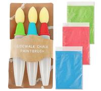 Ekukeon Set of 3 Children's Watercolour Painting Set, Creative Watercolour Set for Children from 3 Years, Sidewalk Chalk Brush, Ideal for Art Projects, DIY, School & Family Activities, Easy to Clean