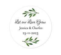 eKunSTreet 50 Delicate 'Let our Love Grow' Stickers, PERSONALISED Wedding Favour Stickers,40mm Succulent Plant Labels,Baby Shower/Party Favour Flower Seeds Bag Seals,gift wrapping - Rd 281 (07)