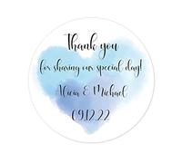 eKunSTreet 50x PERSONALISED Thank you for Sharing our special day Wedding Favour Stickers Custom Engagement Annivsary Party Favour Sweet Bag Gift Box Labels Envelopes Seals - Rd 108 (004)