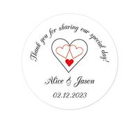 eKunSTreet 50x PERSONALISED Thank you for Sharing our special day Wedding Favour Stickers Custom Engagement Annivsary Party Favour Sweet Bag Gift Box Labels Envelopes Seals - Rd 108 (007)