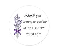 eKunSTreet 50x PERSONALISED Thank you for Sharing our special day Wedding Favour Stickers Custom Engagement Annivsary Party Favour Sweet Bag Gift Box Labels Envelopes Seals - Rd 108 (016)