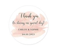 eKunSTreet 50x PERSONALISED Thank you for Sharing our special day Wedding Favour Stickers Custom Engagement Annivsary Party Favour Sweet Bag Gift Box Labels Envelopes Seals - Rd 108 (010)