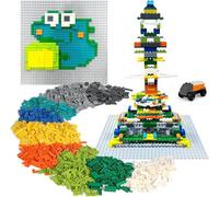 ekuzi 1200 pcs Bulding Bricks Set for Kids, Compatible with Major Brands Classic, Includes Dual-Sided and Single-Sided Baseplates, Variety of Accessories to Spark Imagination (boy)
