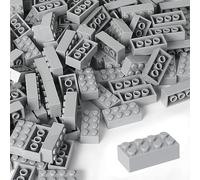 ekuzi Building Bricks 121 Pieces 2x4 Light Grey, Classic Building Block Bricks Compatible with Lego Classic, STEM Creative Building Block Toys for Kids