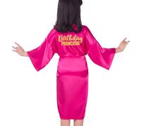 EKVHDO Birthday Squad Birthday Girl Princess Robe Spa Robes for Girls Party Satin Silk Kimono Robes Party Supplies