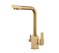 EKVVKOMWK Golden Kitchen Faucet, Rotatable Hot and Cold Water Mixer Tap, All-Copper Three-in-One Vegetable Sink Faucet, Direct Drinking Water Purifier Faucet