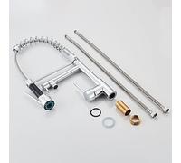 EKVVKOMWK Kitchen Sink Faucet for Bar Farmhouse Commercial, All Copper Black Spring Pull Out Kitchen Sink Faucet, Hot Cold Water Chrome/Gold Mixer Crane Tap with Dual Spout Deck Mount(Cromo)