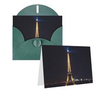 EKYOSHCZ Blank Greeting Cards Eiffel Tower in Paris at Night with Blank Envelopes for Birthday Mother's Day Christmas Halloween Wedding Greeting Cards for All Occasions Cards