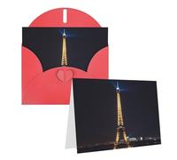 EKYOSHCZ Blank Greeting Cards Eiffel Tower in Paris at Night with Blank Envelopes for Birthday Mother's Day Christmas Halloween Wedding Greeting Cards for All Occasions Cards