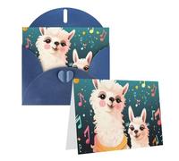EKYOSHCZ Blank Greeting Cards with Envelopes Llama Singing on Music Notes Birthday Mother's Day Christmas Halloween Wedding Any Occasion