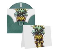 EKYOSHCZ Cool Skull Pineapple Greeting Cards with Envelopes Blank Birthday Mother's Day Card Christmas Halloween Wedding Blank Notecards All Occasion Greeting Card Thank You Cards