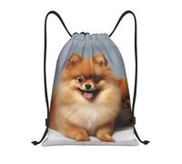EKYOSHCZ Gym Backpack Drawstring Cute Pomeranian Backpack Sports Backpack Travel Backpack, Black / White, M, Travel Backpacks