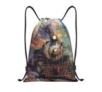 EKYOSHCZ Gym Drawstring Backpack Beautiful Steam Train String Backpack Sports Cinch Bag Sackpack Travel Daypack, Black, S