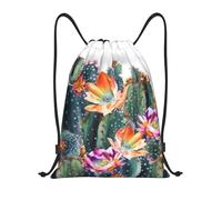 EKYOSHCZ Gym Drawstring Backpack Blooming Cactus String Backpack Sports Cinch Bag Sackpack Travel Daypack, Black, M
