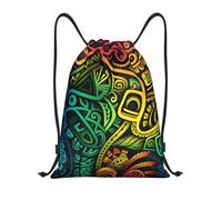 EKYOSHCZ Gym Drawstring Backpack Colorful tribal pattern String Backpack Sports Cinch Bag Sackpack Travel Daypack, Black, S