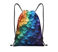 EKYOSHCZ Gym Drawstring Backpack Rainbow pattern background String Backpack Sports Cinch Bag Sackpack Travel Daypack, Black, M