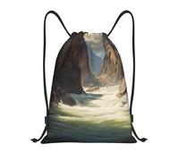 EKYOSHCZ Gym Drawstring Backpack Rapid water String Backpack Sports Cinch Bag Sackpack Travel Daypack, Black, M
