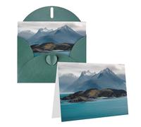 EKYOSHCZ Islands and Mountain Blank Greeting Cards with Envelopes for Birthday, Mother's Day, Christmas, Halloween, Wedding, Greeting Cards for All Occasions, Thank You Cards