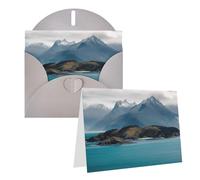 EKYOSHCZ Islands and Mountain Blank Greeting Cards with Envelopes for Birthday, Mother's Day, Christmas, Halloween, Wedding, Greeting Cards for All Occasions, Thank You Cards