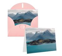 EKYOSHCZ Islands and Mountain Blank Greeting Cards with Envelopes for Birthday, Mother's Day, Christmas, Halloween, Wedding, Greeting Cards for All Occasions, Thank You Cards