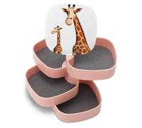 EKYOSHCZ Jewelry Organizers Giraffe Rotatable Jewelry Boxes 4-Layer Earring Holder for Women Travel Jewelry Case Organizer Tray for Rings Bracelets Necklaces Earrings Gifts