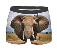 EKYOSHCZ Men's Underwear African Wild Animals Elephant Ultra Breathable Stretch Moisture Wicking Underwear, Black / White, L