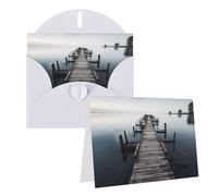 EKYOSHCZ Old Wood Pier Above Calm Water Greeting Cards with Blank Envelopes for Birthday, Mother's Day, Christmas, Halloween, Wedding, Greeting Cards for All Occasions, Greeting Cards