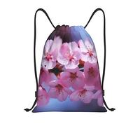 EKYOSHCZ Pink Cherry Blossom Drawstring Sports Backpack, Black / White, M, Travel Backpacks
