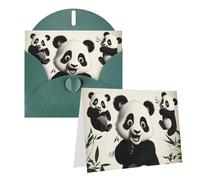 EKYOSHCZ Playful Panda Blank Greeting Cards with Envelopes, Birthday Card, Mother's Day, Christmas, Halloween, Wedding, Greeting Cards for All Occasions, Greeting Cards