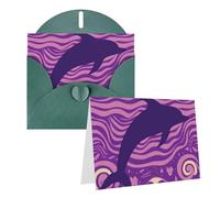EKYOSHCZ Purple Dolphin Silhouette Blank Greeting Cards with Envelopes Birthday Mother's Day Christmas Halloween Wedding Any Occasion