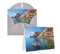 EKYOSHCZ Seaside Town Greeting Cards Blank with Envelopes for Birthday, Mother's Day, Christmas, Halloween, Wedding, Greeting Cards for All Occasions, Thank You Cards