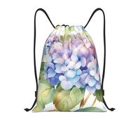 EKYOSHCZ Watercolor Hydrangea Drawstring Sports Backpack, Black / White, S, Travel Backpacks