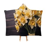 EKYOSHCZ Wearable Blanket Hoodie Oversized Soft Warm Hooded Blanket Bouquet of Daffodils Blanket Throw Wrap Poncho for Women, Color-7, 60"x80"