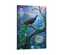 EKZLQJWPN Peacock Poster Artwork Giclee Canvas Prints Modern Canvas Wall Art Picture Wall Hanging for Living Room Home Decorations 08x12inch(20x30cm)