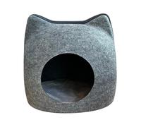 EL ÁTICO PETS Cat Bed, Cat Cave, Iglu for Cats, Cat Bed with Round Entrance, Cat House with Fluffy Cushion, Dark Grey, Felt, Small, Snap-together and Zipper Assembly