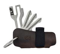 EL BICHO Key Organiser, Leather Case for 1-7 Keys, Crazy Horse Coffee, Floating Elastic Band, Includes Shopping Trolley Remover, Unisex