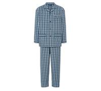 El Búho Nocturno Mens Pyjamas Set Cotton Long Sleeve - Button Up Pyjama Classic Lapel Top & Bottoms Pockets - Striped PJs/Checked All-Season Pajamas for Men Gift Plus Size S-5XL, Blue 1550, 5XL